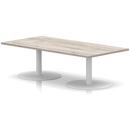 Italia Rectangular Coffee Table, 1600x800x475mm, White Leg, Grey Oak