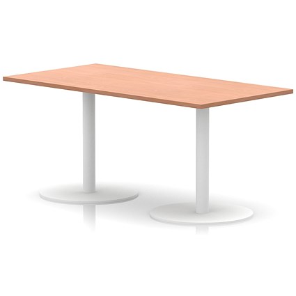 Italia Poseur Rectangular Table, 1600x800x720mm, White Leg, Beech