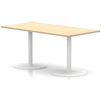 Italia Poseur Rectangular Table, 1600x800x720mm, White Leg, Maple