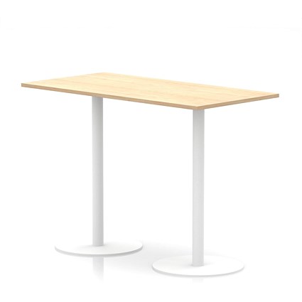 Italia Poseur Rectangular Table, 1600x800x1145mm, White Leg, Maple