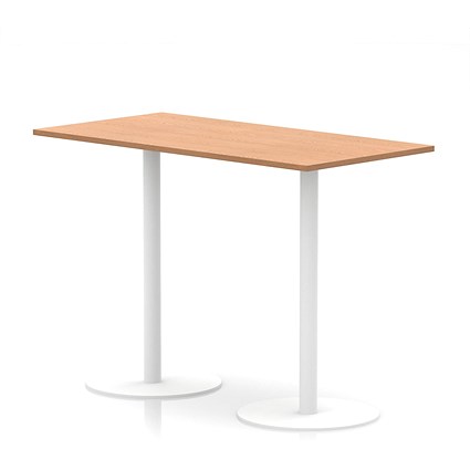 Italia Poseur Rectangular Table, 1600x800x1145mm, White Leg, Oak
