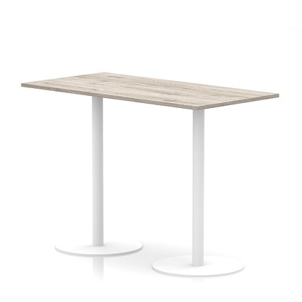 Italia Poseur Rectangular Table, 1600x800x1145mm, White Leg, Grey Oak