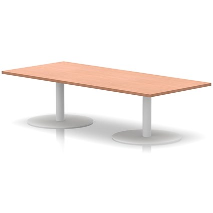 Italia Rectangular Coffee Table, 1800x800x475mm, White Leg, Beech