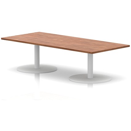 Italia Rectangular Coffee Table, 1800x800x475mm, White Leg, Walnut