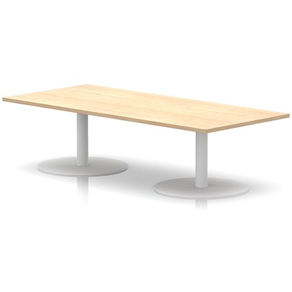 Italia Rectangular Coffee Table, 1800x800x475mm, White Leg, Maple