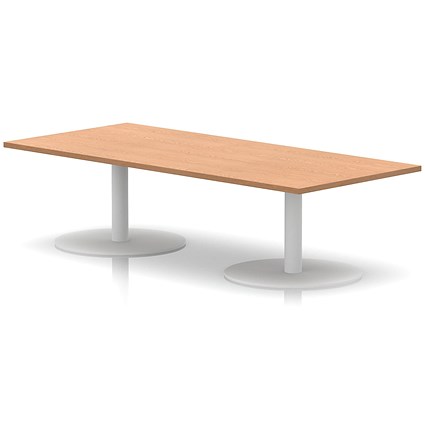 Italia Rectangular Coffee Table, 1800x800x475mm, White Leg, Oak