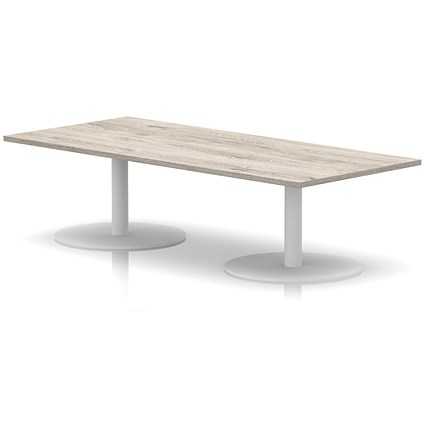 Italia Rectangular Coffee Table, 1800x800x475mm, White Leg, Grey Oak