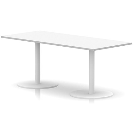 Italia Poseur Rectangular Table, 1800x800x720mm, White Leg, Oak