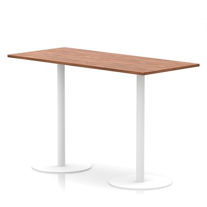 Italia Poseur Rectangular Table, 1800x800x1145mm, White Leg, Walnut