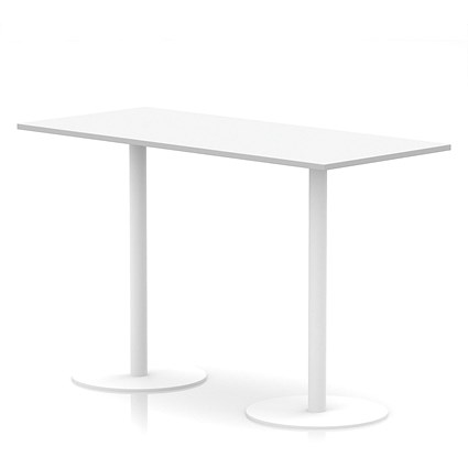 Italia Poseur Rectangular Table, 1800x800x1145mm, White Leg, Oak