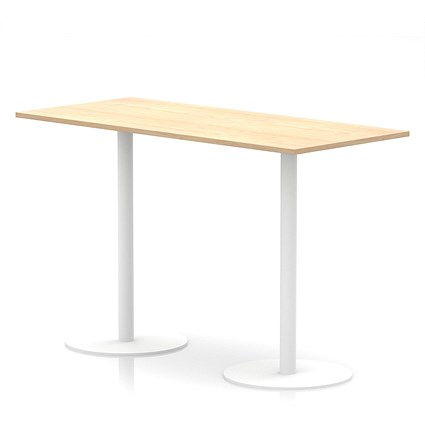 Italia Poseur Rectangular Table, 1800x800x1145mm, White Leg, Maple