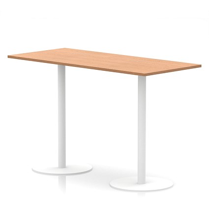 Italia Poseur Rectangular Table, 1800x800x1145mm, White Leg, Oak