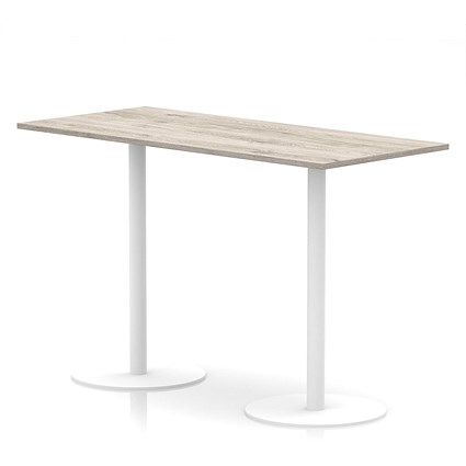 Italia Poseur Rectangular Table, 1800x800x1145mm, White Leg, Grey Oak