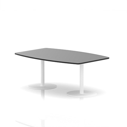 Italia Poseur High Gloss Table, 1800mm Wide, 725mm High, White Leg, Black