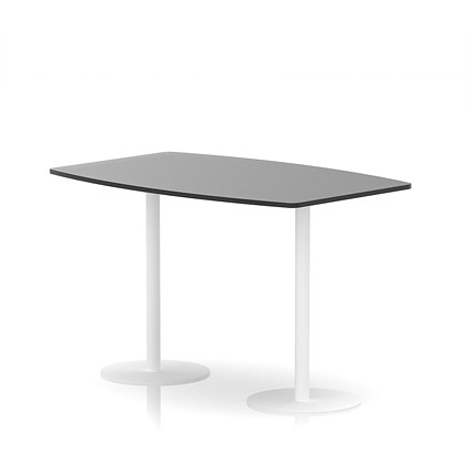 Italia Poseur High Gloss Table, 1800mm Wide, 1145mm High, White Leg, Black
