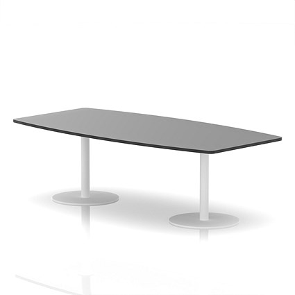 Italia Poseur High Gloss Table, 2400mm Wide, 725mm High, White Leg, Black