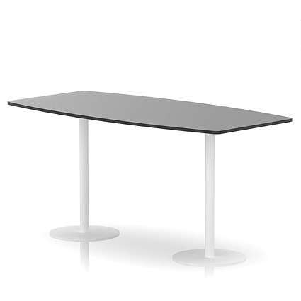 Italia Poseur High Gloss Table, 2400mm Wide, 1145mm High, White Leg, Black