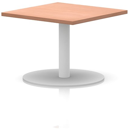 Italia Square Coffee Table, 800mm Wide, 475mm High, White Leg, Beech