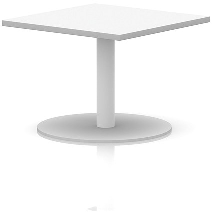 Italia Square Coffee Table, 800mm Wide, 475mm High, White Leg, White