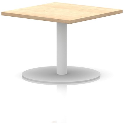 Italia Square Coffee Table, 800mm Wide, 475mm High, White Leg, Maple