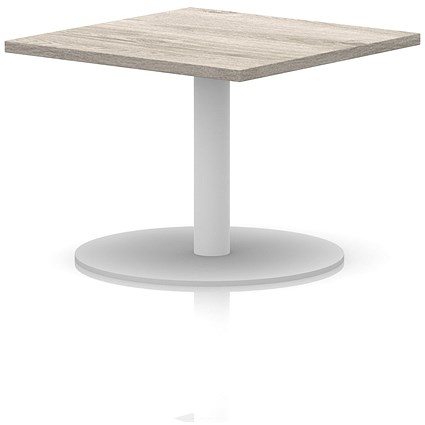 Italia Square Coffee Table, 800mm Wide, 475mm High, White Leg, Grey Oak