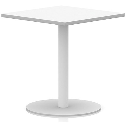 Italia Poseur Square Table, 800mm Wide, 720mm High, White Leg, White