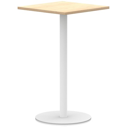 Italia Poseur Square Table, 800mm Wide, 1145mm High, White Leg, Maple