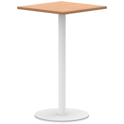 Italia Poseur Square Table, 800mm Wide, 1145mm High, White Leg, Oak