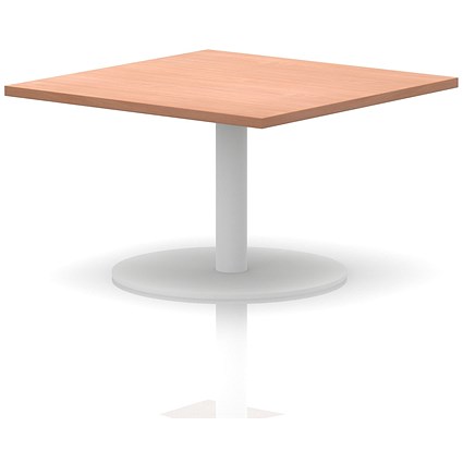 Italia Square Coffee Table, 1000mm Wide, 475mm High, White Leg, Beech