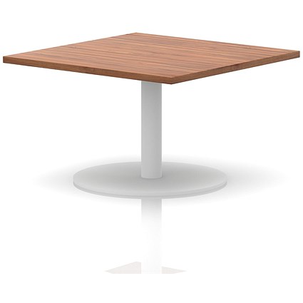 Italia Square Coffee Table, 1000mm Wide, 475mm High, White Leg, Walnut