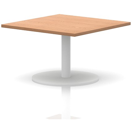 Italia Square Coffee Table, 1000mm Wide, 475mm High, White Leg, Oak
