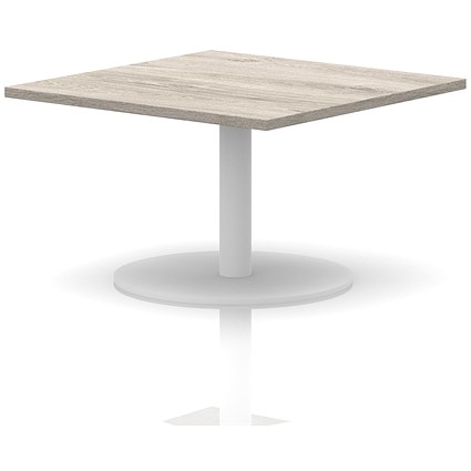 Italia Square Coffee Table, 1000mm Wide, 475mm High, White Leg, Grey Oak