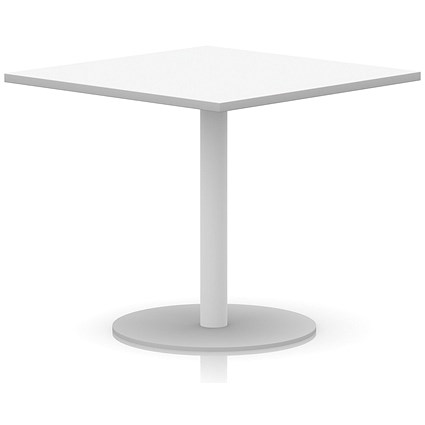 Italia Poseur Square Table, 1000mm Wide, 720mm High, White Leg, White