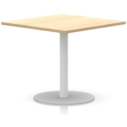 Italia Poseur Square Table, 1000mm Wide, 720mm High, White Leg, Maple