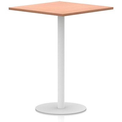Italia Poseur Square Table, 1000mm Wide, 1145mm High, White Leg, Beech