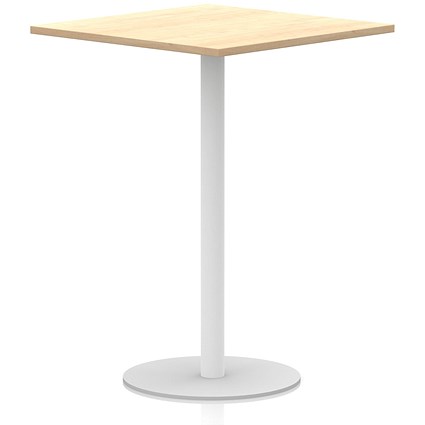 Italia Poseur Square Table, 1000mm Wide, 1145mm High, White Leg, Maple