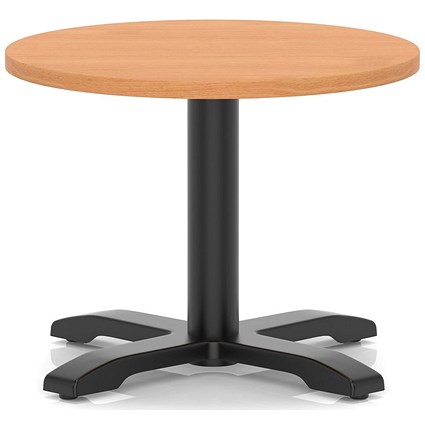 Italia 600mm Round Coffee Table Beech Top 495mm High Black Leg Cross Base
