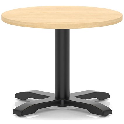 Italia 600mm Round Coffee Table Maple Top 495mm High Black Leg Cross Base