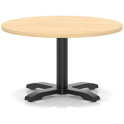 Italia 800mm Round Coffee Table Maple Top 495mm High Black Leg Cross Base