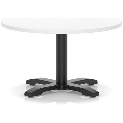 Italia 800mm Round Coffee Table White Top 495mm High Black Leg Cross Base