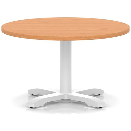 Italia 800mm Round Coffee Table Beech Top 495mm High White Leg Cross Base