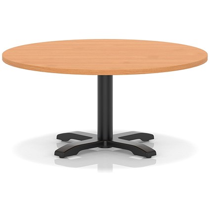 Italia 1000mm Round Coffee Table Beech Top 495mm High Black Leg Cross Base