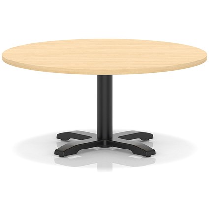 Italia 1000mm Round Coffee Table Maple Top 495mm High Black Leg Cross Base