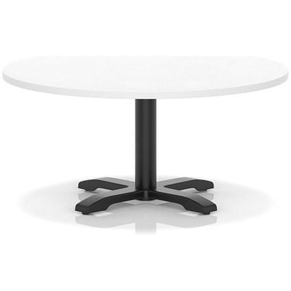 Italia 1000mm Round Coffee Table White Top 495mm High Black Leg Cross Base