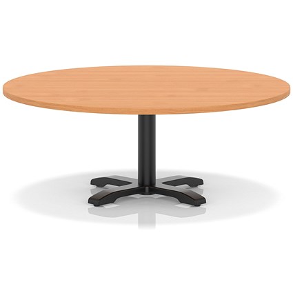 Italia 1200mm Round Coffee Table Beech Top 495mm High Black Leg Cross Base