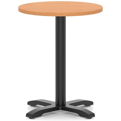 Italia 600mm Poseur Round Table Beech Top 750mm High Black Leg Cross Base
