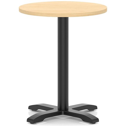 Italia 600mm Poseur Round Table Maple Top 750mm High Black Leg Cross Base