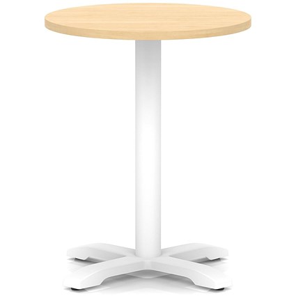 Italia 600mm Poseur Round Table Maple Top 750mm High White Leg Cross Base