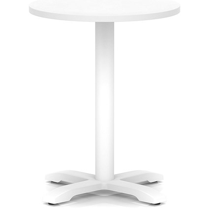 Italia 600mm Poseur Round Table White Top 750mm High White Leg Cross Base