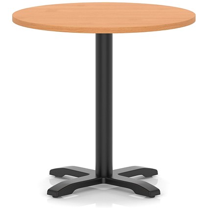 Italia 800mm Poseur Round Table Beech Top 750mm High Black Leg Cross Base